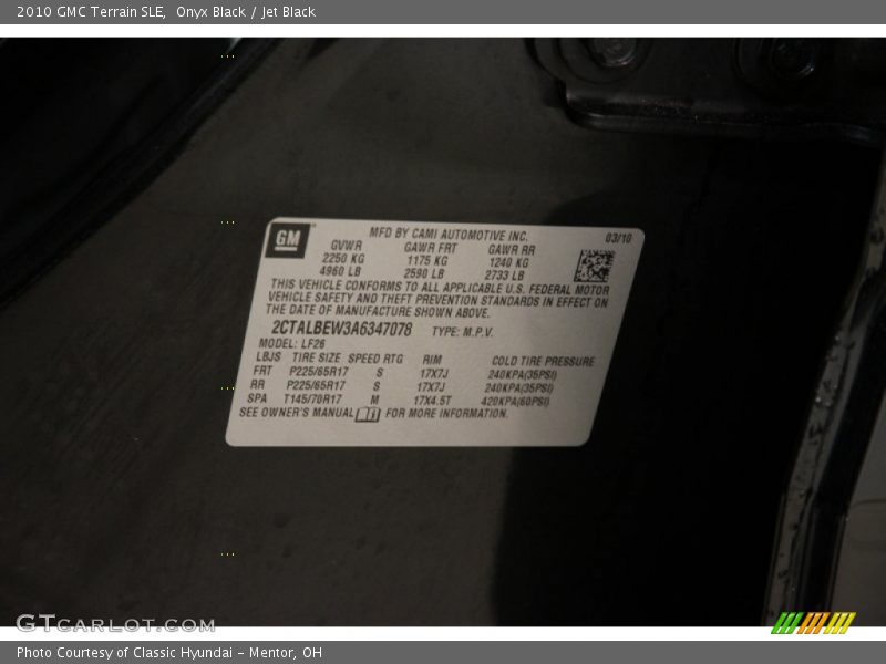 Onyx Black / Jet Black 2010 GMC Terrain SLE