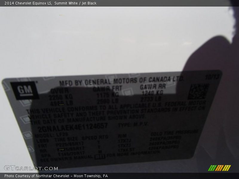 Summit White / Jet Black 2014 Chevrolet Equinox LS