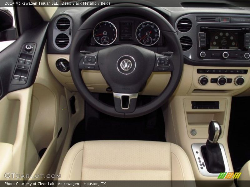 Deep Black Metallic / Beige 2014 Volkswagen Tiguan SEL