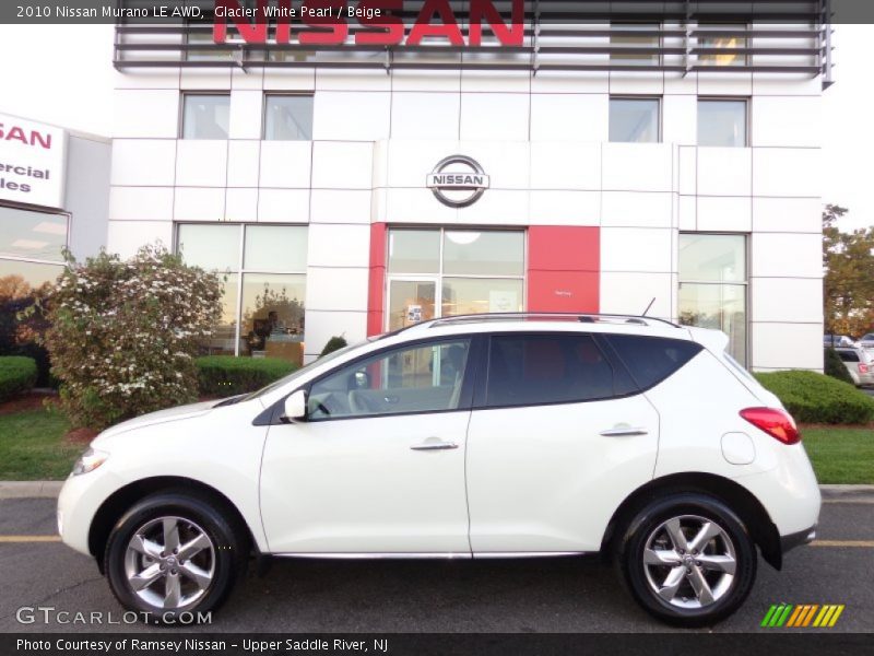 Glacier White Pearl / Beige 2010 Nissan Murano LE AWD