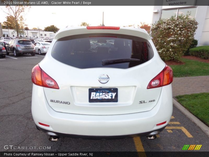 Glacier White Pearl / Beige 2010 Nissan Murano LE AWD