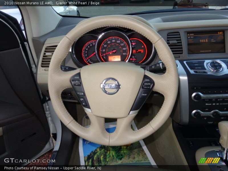 Glacier White Pearl / Beige 2010 Nissan Murano LE AWD