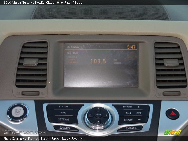 Glacier White Pearl / Beige 2010 Nissan Murano LE AWD