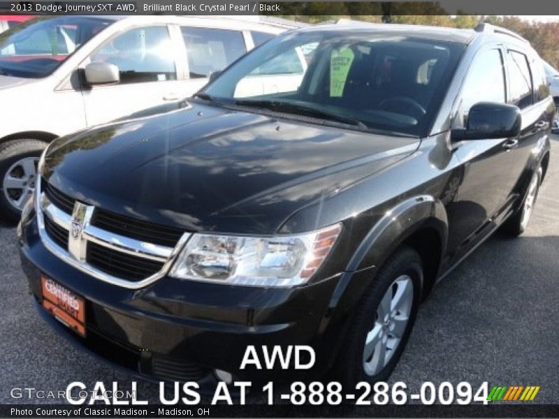 Brilliant Black Crystal Pearl / Black 2013 Dodge Journey SXT AWD