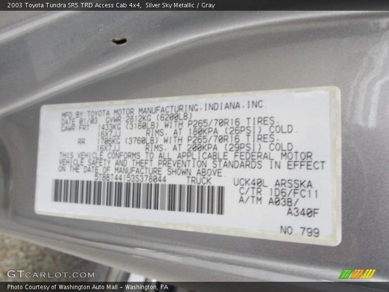 Silver Sky Metallic / Gray 2003 Toyota Tundra SR5 TRD Access Cab 4x4