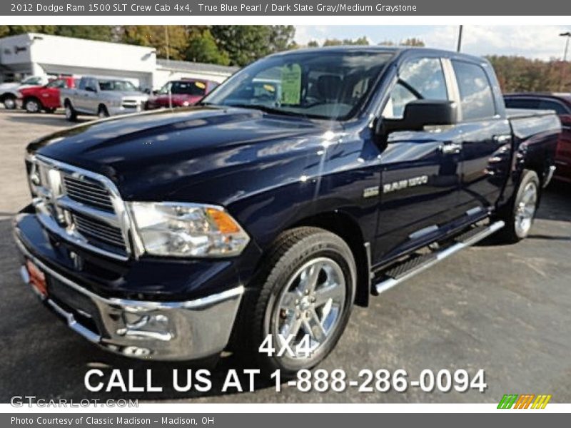 True Blue Pearl / Dark Slate Gray/Medium Graystone 2012 Dodge Ram 1500 SLT Crew Cab 4x4