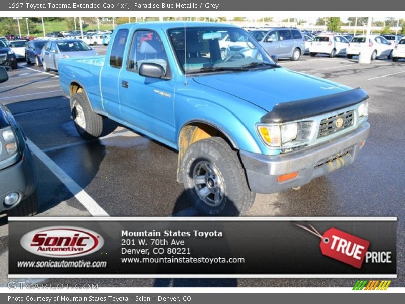 Paradise Blue Metallic / Grey 1997 Toyota Tacoma Extended Cab 4x4