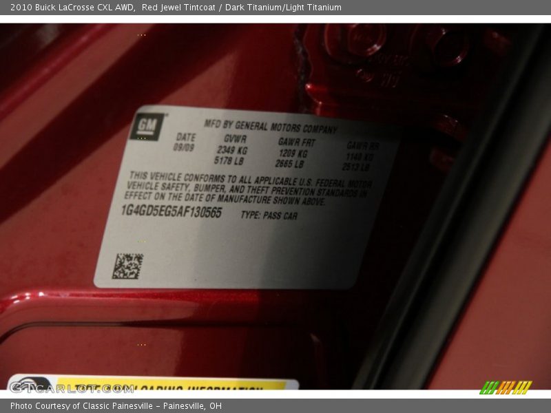 Red Jewel Tintcoat / Dark Titanium/Light Titanium 2010 Buick LaCrosse CXL AWD