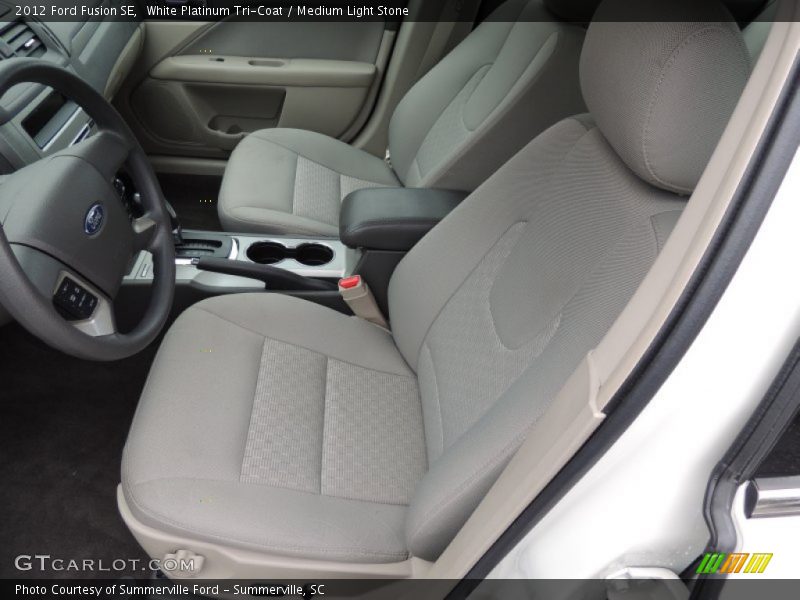 White Platinum Tri-Coat / Medium Light Stone 2012 Ford Fusion SE