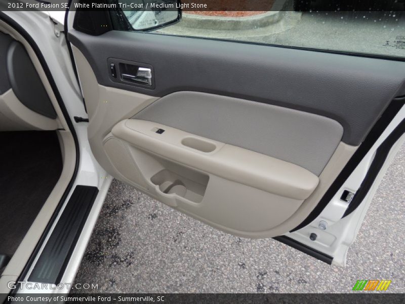 White Platinum Tri-Coat / Medium Light Stone 2012 Ford Fusion SE
