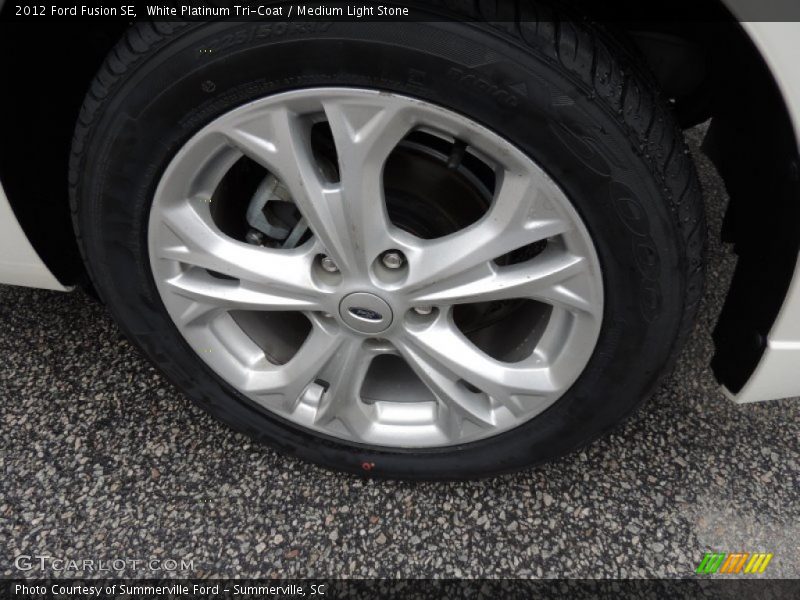 White Platinum Tri-Coat / Medium Light Stone 2012 Ford Fusion SE