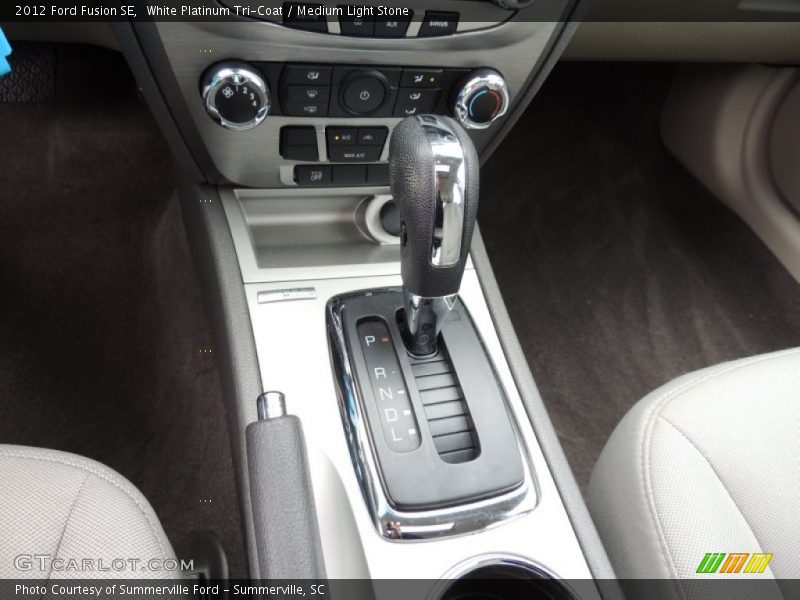 White Platinum Tri-Coat / Medium Light Stone 2012 Ford Fusion SE