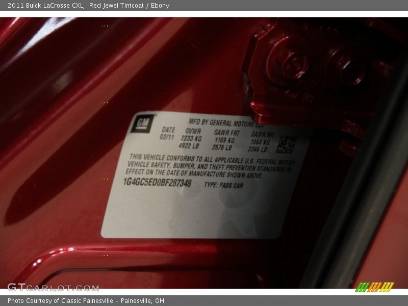 Red Jewel Tintcoat / Ebony 2011 Buick LaCrosse CXL
