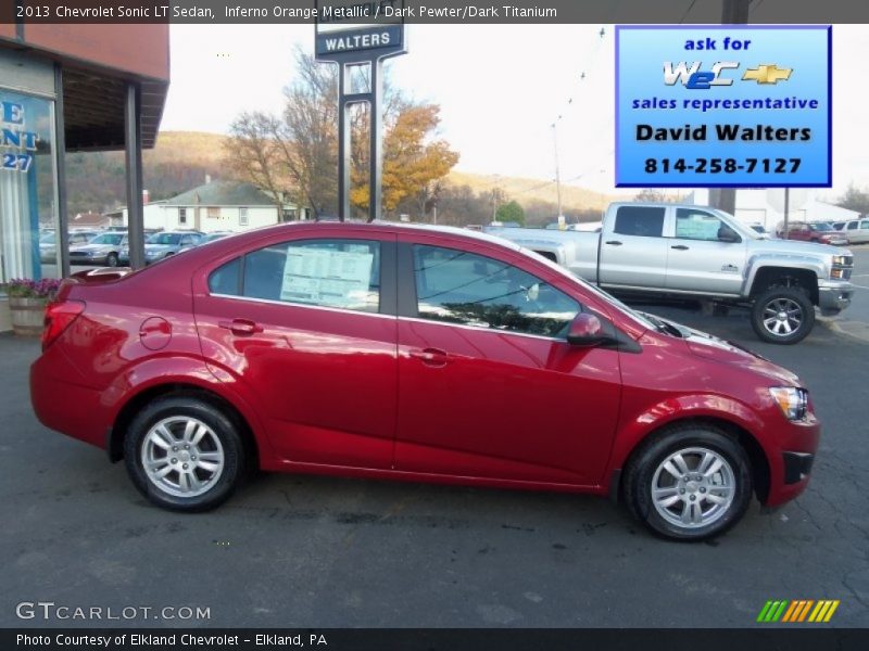 Inferno Orange Metallic / Dark Pewter/Dark Titanium 2013 Chevrolet Sonic LT Sedan