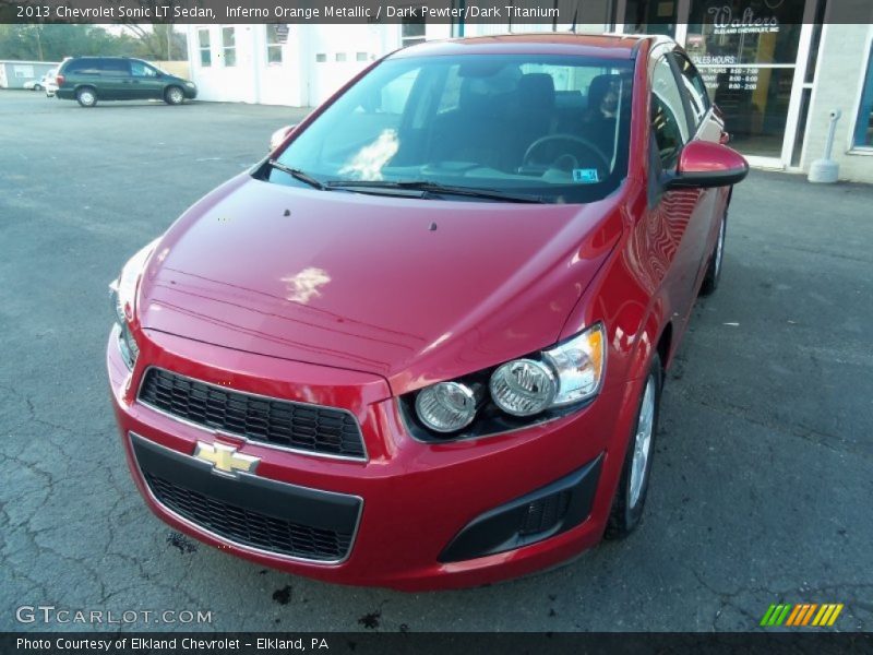 Inferno Orange Metallic / Dark Pewter/Dark Titanium 2013 Chevrolet Sonic LT Sedan