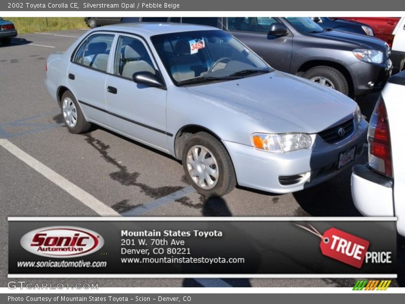 Silverstream Opal / Pebble Beige 2002 Toyota Corolla CE