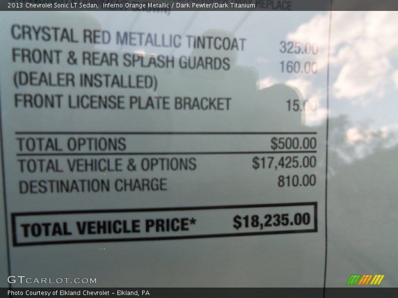 Inferno Orange Metallic / Dark Pewter/Dark Titanium 2013 Chevrolet Sonic LT Sedan