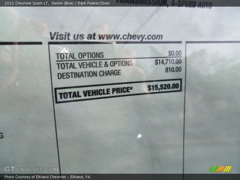 Denim (Blue) / Dark Pewter/Silver 2013 Chevrolet Spark LT
