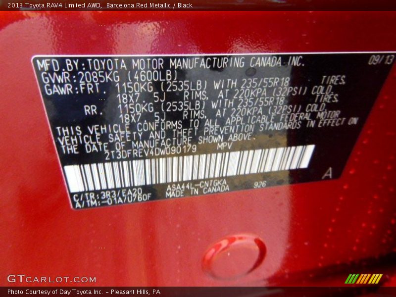 Barcelona Red Metallic / Black 2013 Toyota RAV4 Limited AWD