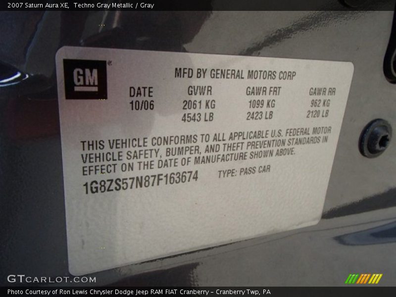 Techno Gray Metallic / Gray 2007 Saturn Aura XE