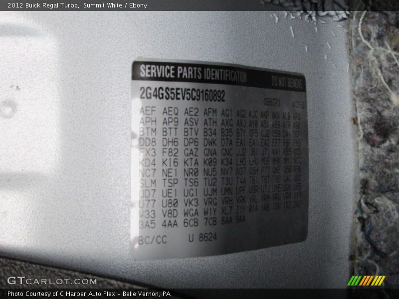 2012 Regal Turbo Summit White Color Code 8624