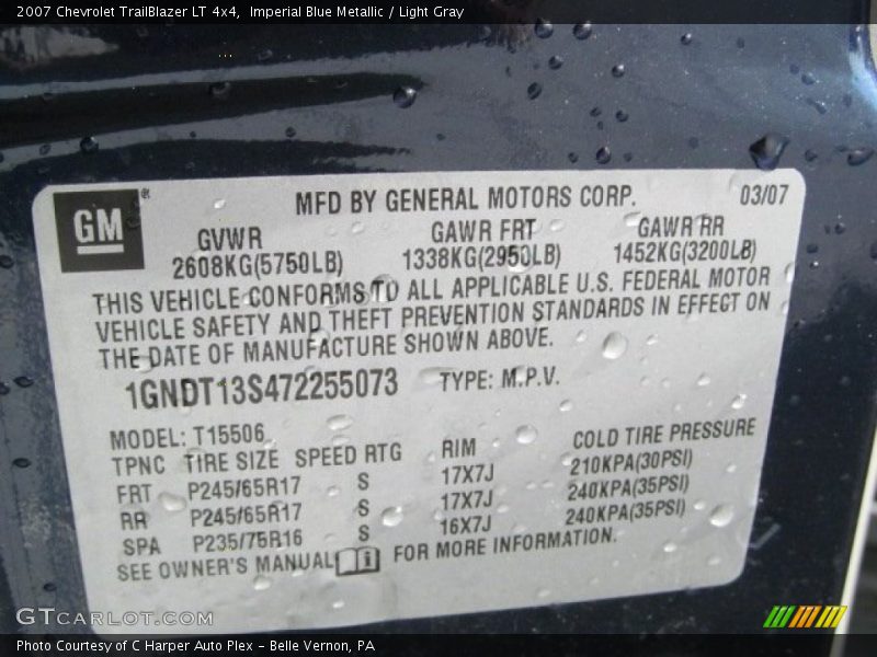 Imperial Blue Metallic / Light Gray 2007 Chevrolet TrailBlazer LT 4x4
