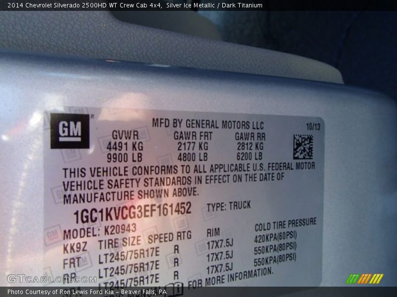 Silver Ice Metallic / Dark Titanium 2014 Chevrolet Silverado 2500HD WT Crew Cab 4x4