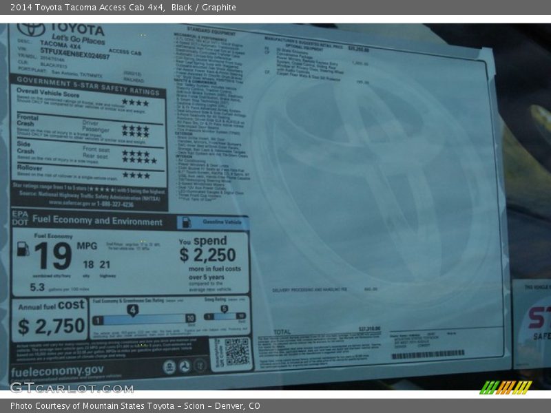 Black / Graphite 2014 Toyota Tacoma Access Cab 4x4
