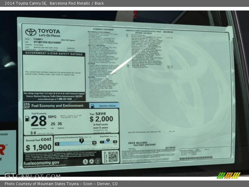 Barcelona Red Metallic / Black 2014 Toyota Camry SE