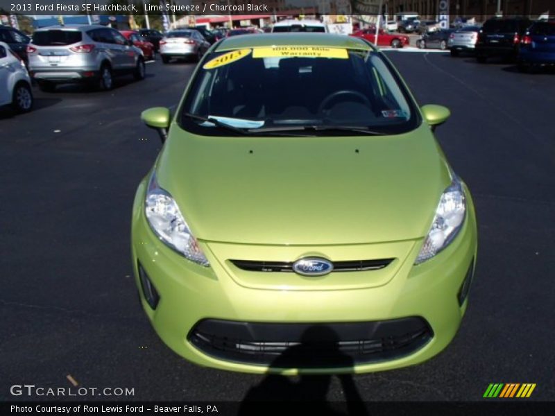 Lime Squeeze / Charcoal Black 2013 Ford Fiesta SE Hatchback