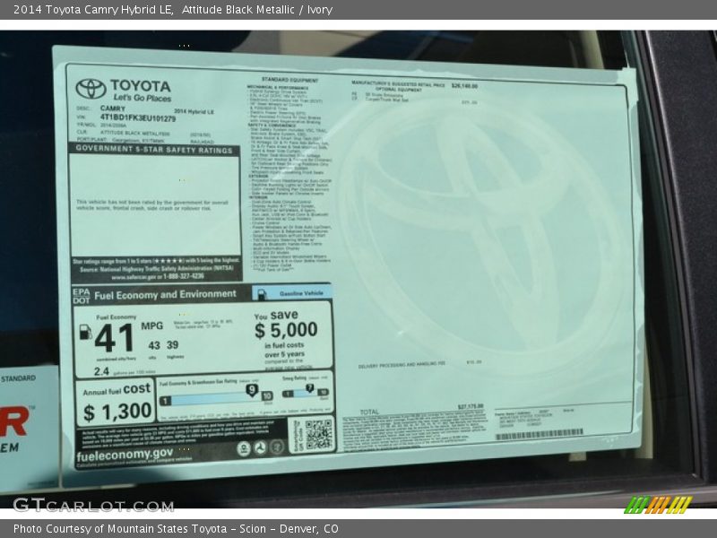 Attitude Black Metallic / Ivory 2014 Toyota Camry Hybrid LE