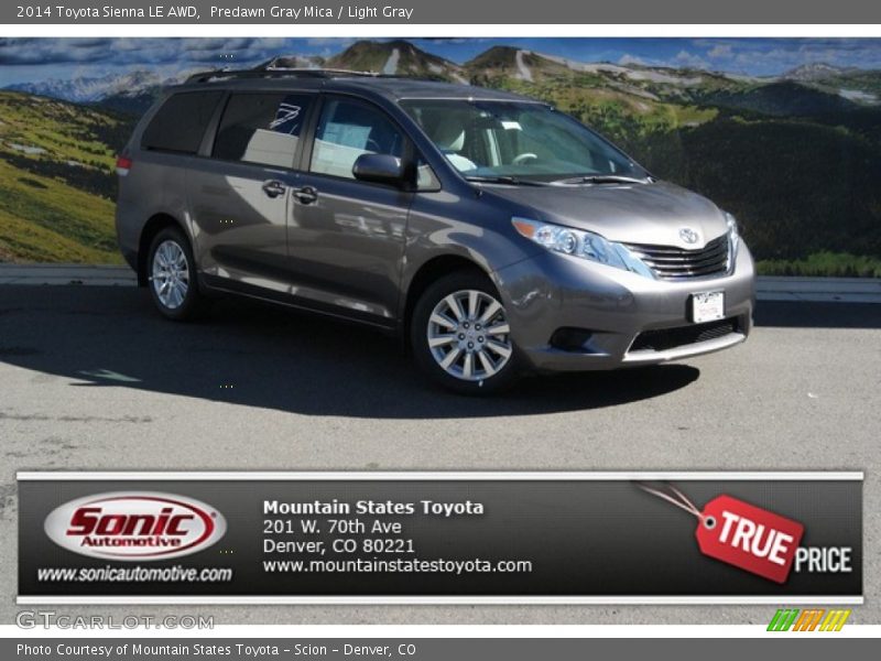 Predawn Gray Mica / Light Gray 2014 Toyota Sienna LE AWD