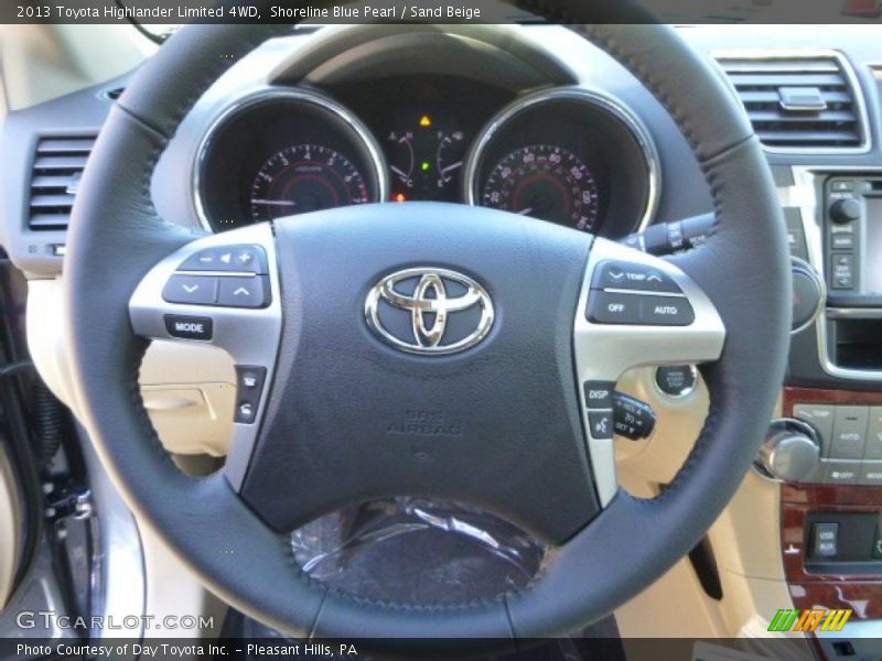 Shoreline Blue Pearl / Sand Beige 2013 Toyota Highlander Limited 4WD