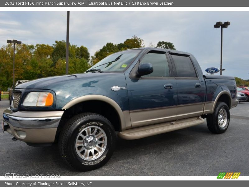 Charcoal Blue Metallic / Castano Brown Leather 2002 Ford F150 King Ranch SuperCrew 4x4