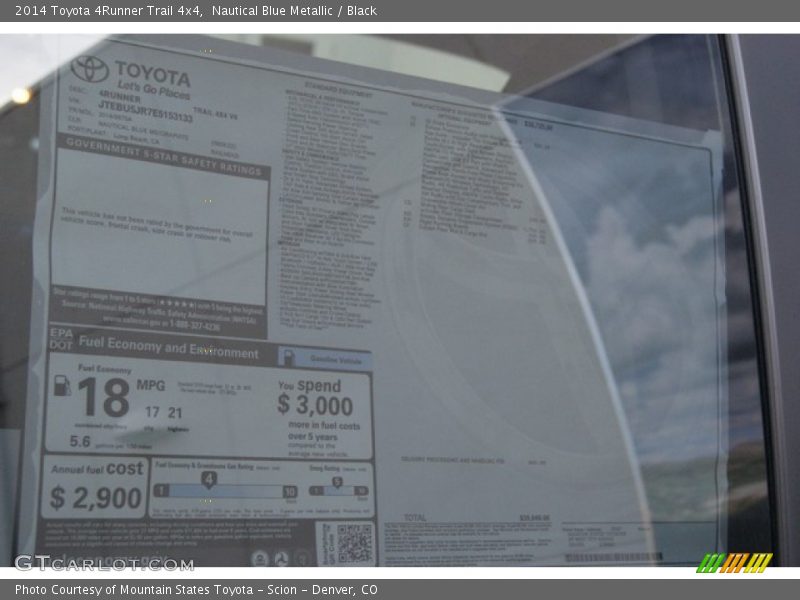 Nautical Blue Metallic / Black 2014 Toyota 4Runner Trail 4x4