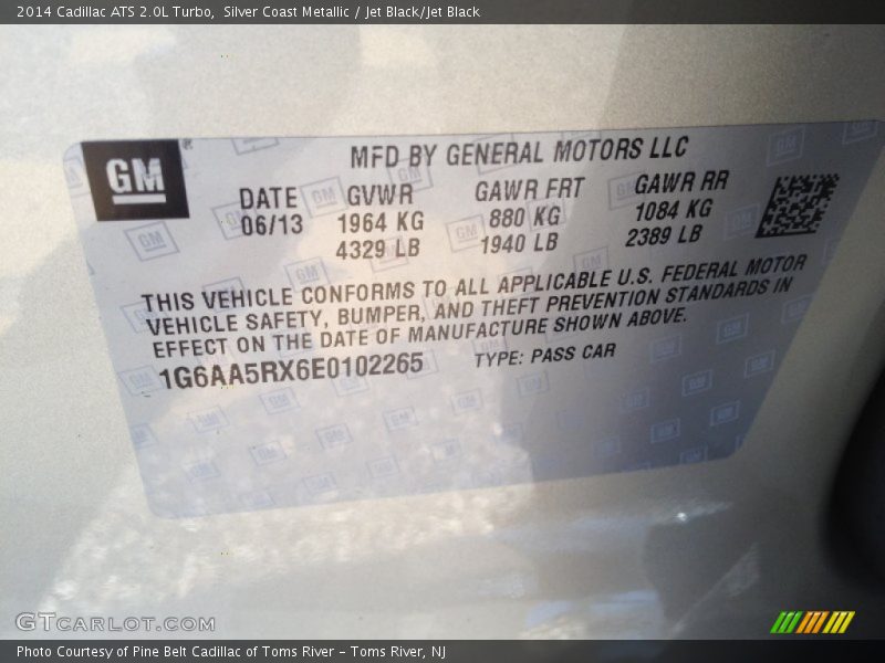 Silver Coast Metallic / Jet Black/Jet Black 2014 Cadillac ATS 2.0L Turbo