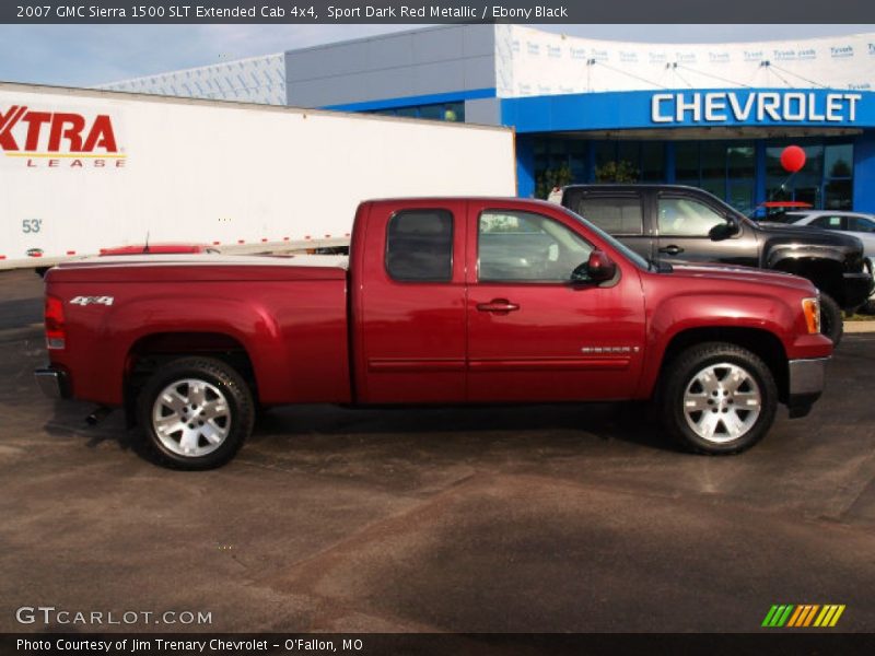 Sport Dark Red Metallic / Ebony Black 2007 GMC Sierra 1500 SLT Extended Cab 4x4