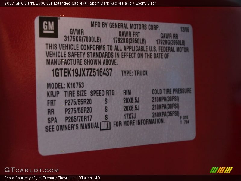 Sport Dark Red Metallic / Ebony Black 2007 GMC Sierra 1500 SLT Extended Cab 4x4