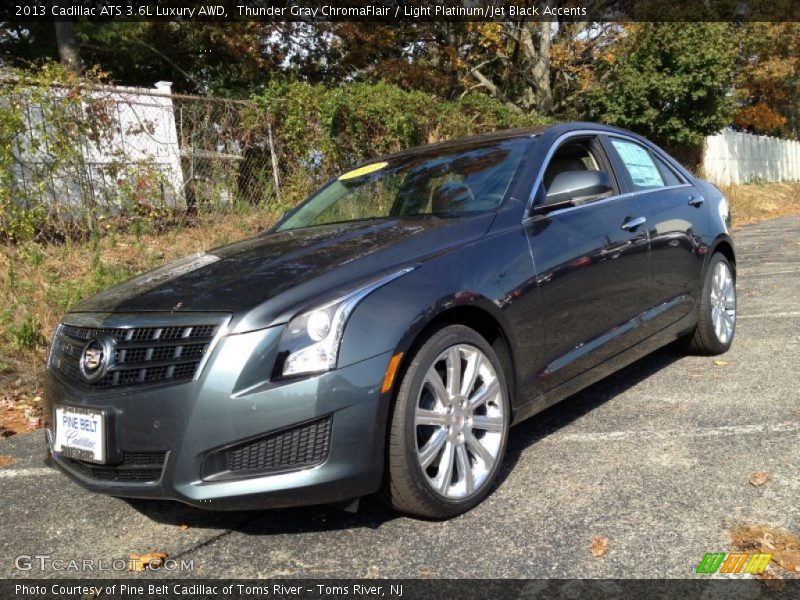 Thunder Gray ChromaFlair / Light Platinum/Jet Black Accents 2013 Cadillac ATS 3.6L Luxury AWD