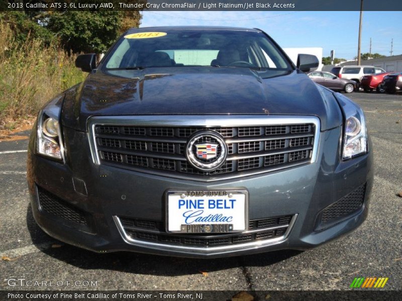Thunder Gray ChromaFlair / Light Platinum/Jet Black Accents 2013 Cadillac ATS 3.6L Luxury AWD