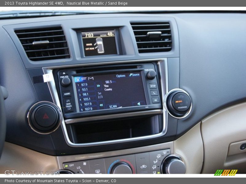 Nautical Blue Metallic / Sand Beige 2013 Toyota Highlander SE 4WD