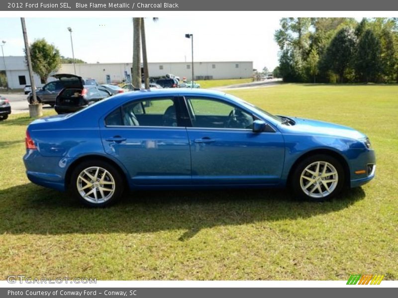 Blue Flame Metallic / Charcoal Black 2012 Ford Fusion SEL