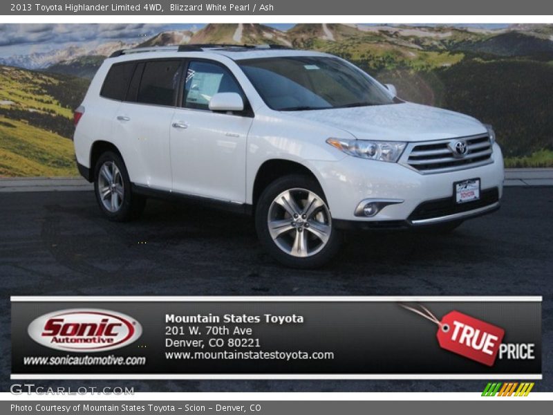 Blizzard White Pearl / Ash 2013 Toyota Highlander Limited 4WD