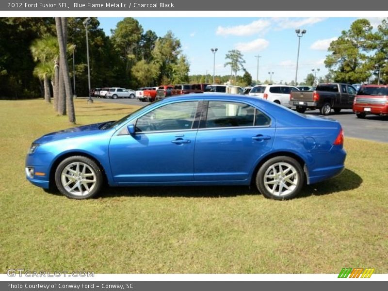 Blue Flame Metallic / Charcoal Black 2012 Ford Fusion SEL