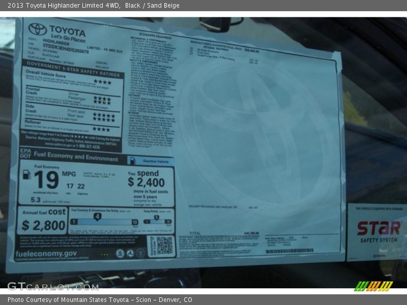 Black / Sand Beige 2013 Toyota Highlander Limited 4WD