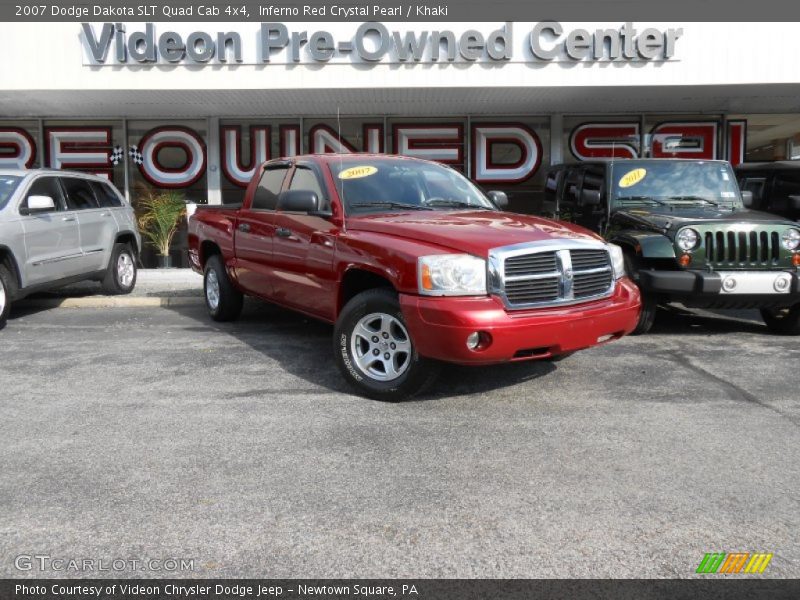 Inferno Red Crystal Pearl / Khaki 2007 Dodge Dakota SLT Quad Cab 4x4