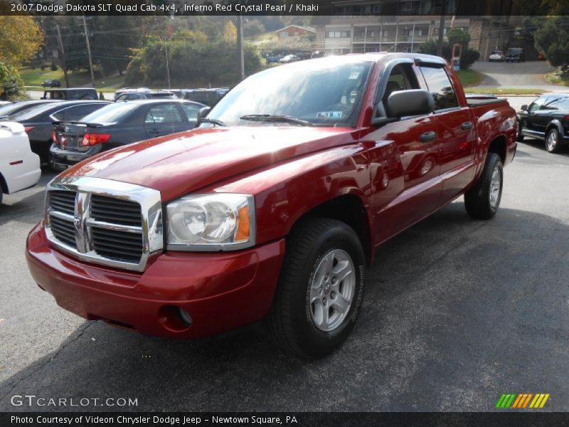 Inferno Red Crystal Pearl / Khaki 2007 Dodge Dakota SLT Quad Cab 4x4