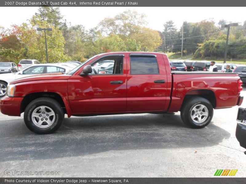Inferno Red Crystal Pearl / Khaki 2007 Dodge Dakota SLT Quad Cab 4x4