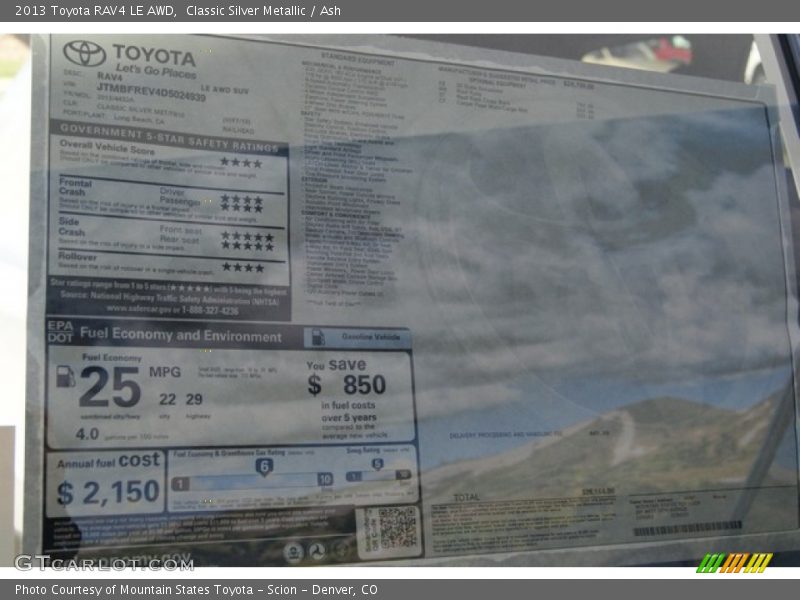 Classic Silver Metallic / Ash 2013 Toyota RAV4 LE AWD