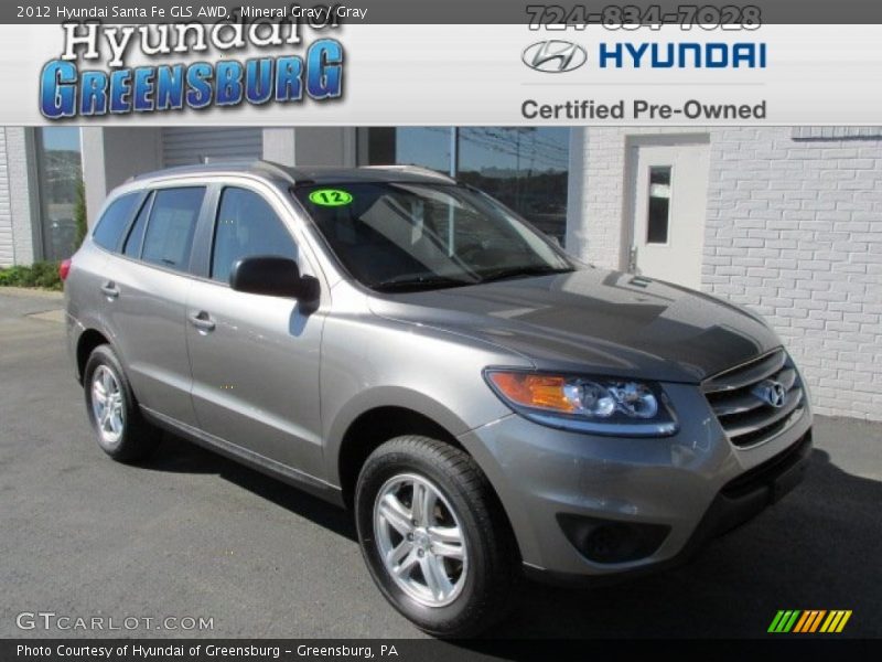 Mineral Gray / Gray 2012 Hyundai Santa Fe GLS AWD